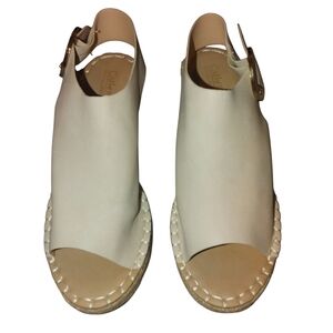 Women's Cream Leather Sandals, Size 7 No Box